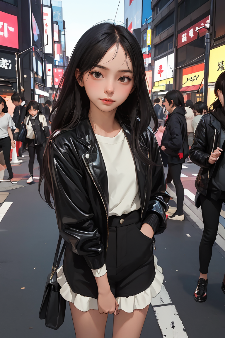 (best quality, masterpiece), 1girl, Idols on the streets of Shinjuku, Japan,